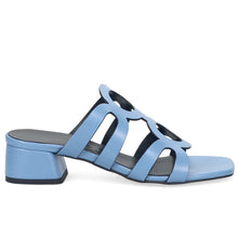 Women's Claudia Peruzzini slippers in light blue leather with comfortable heel