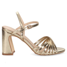 Women's Cristin Celine gold laminated sandals with comfortable medium heel