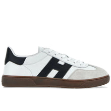 Men's Hogan Cool white sneakers in leather and suede with black nappa details and dark sole