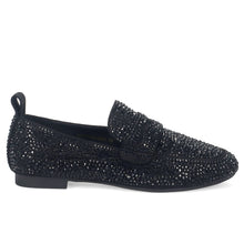 Massimo Santini Christel elegant women's moccasin in black with micro rhinestones