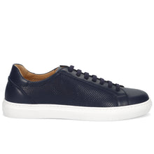 Men's rossano bisconti sneakers in blue perforated leather
