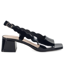 Women's sangiorgio sandal in black patent leather with comfortable heel