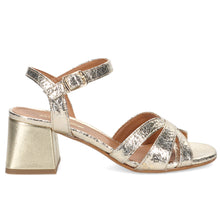 Women's sandals sangiorgio in gold metallic leather with comfortable medium heel