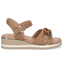 SANGIORGIO women's sandal in walnut leather with comfortable low wedge