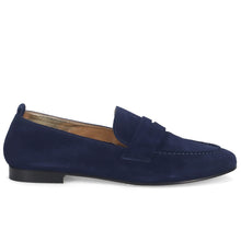 Women's sangiorgio moccasin in blue unlined suede