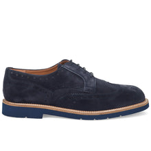 Sangiorgio men's derby shoes in soft blue suede