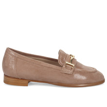 Women's sangiorgio moccasin in hazelnut tejus-print leather with buckle