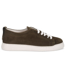 Men's Sangiorgio sneaker in olive green suede leather