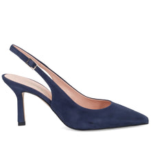 Blue suede slingbacks