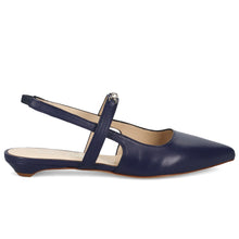 Walter violet flat slingback in blue leather with low heel