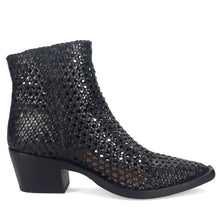 Women's Texan Ankle Boot Sulfur in black woven leather with medium heel