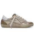 4B12: Women's 4B12 Suprime sneakers in platinum leather and beige suede