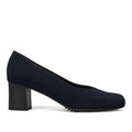 BRUNATE: Classic BRUNATE pump in blue fabric with comfortable medium heel