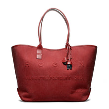 Hogan Script Medium red shopping bag in cotton-linen blend and leather