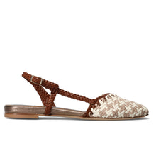 Slingback flat woven milk toffee