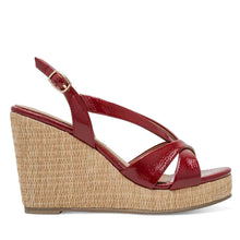 Red patent wedge