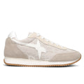 w6yz: Women's W6YZ Samoa sneaker in beige suede with milk-white embroidery